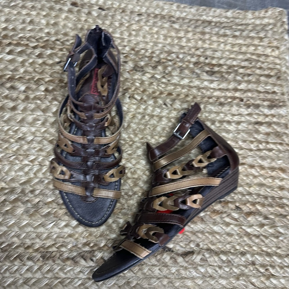 PIKOLINOS Brown‎ Leather Strappy Back-Zip Ankle Strap Sandals 39 8.5